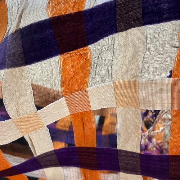 LIGHTWEIGHT SHAWL WRAP SCARF FRINGED ENDS BLACK SHEER COLORED STRIPES - Picture 12 of 13